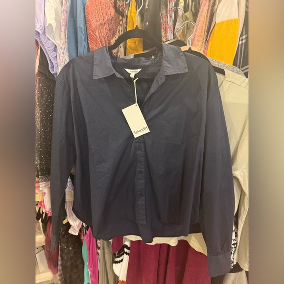 Splendid Navy and White Button Down Shirt - Picture 8 of 12